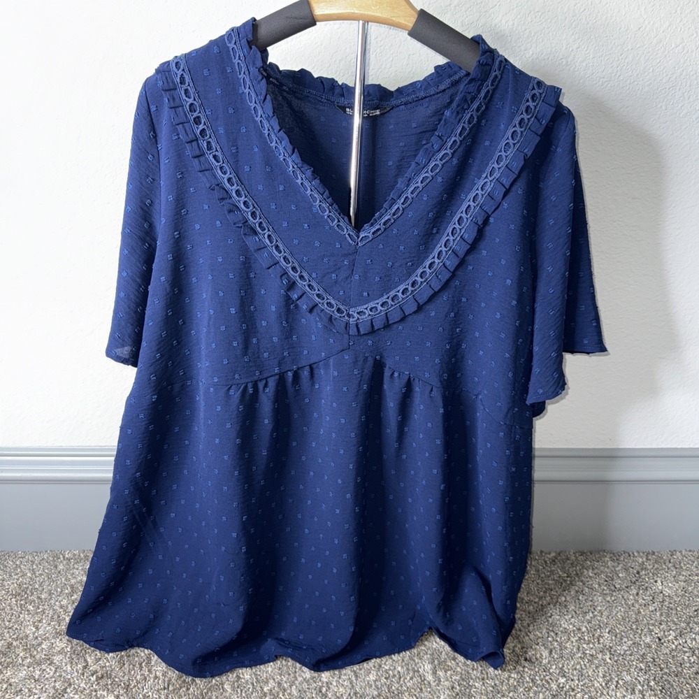 Bloom Chic Top Women's Dot Floral Embroidered Size 18-20 B0015